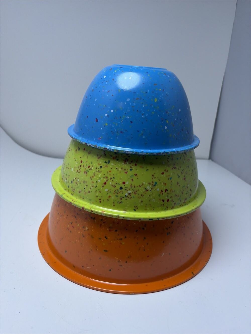 Zak! Designs Confetti Melamine Nesting Bowls Set Of 3 Orange Green Blue